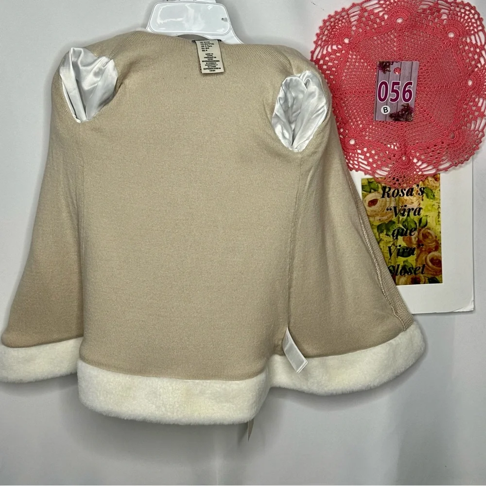 NWT Rachel Zoe Girls Button Down Sweater Coat with Embroidery/Bows and Hat - Picture 7 of 10